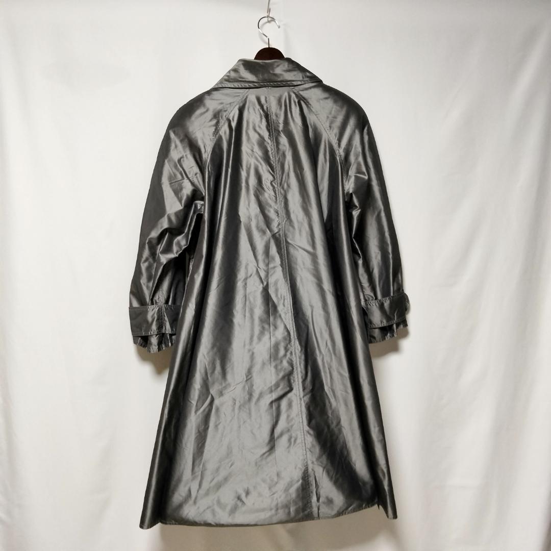 Chanel Vintage 100% Silk Long Coat Grey Size 40