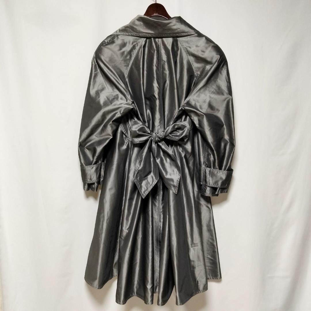 Chanel Vintage 100% Silk Long Coat Grey Size 40