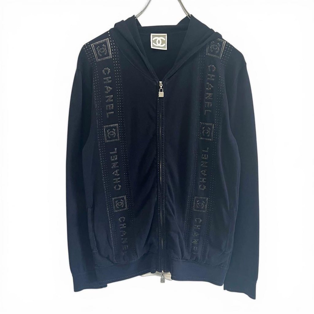 CHANEL Sports Line Coco Mark Cadena Zip-Up Hoodie Size 38 (M)