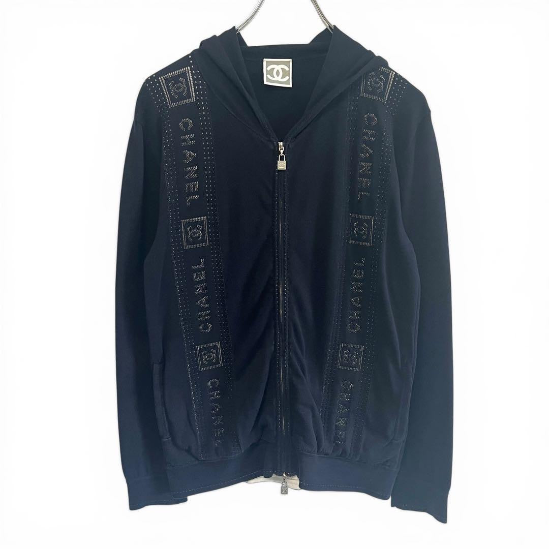 CHANEL Sports Line Coco Mark Cadena Zip-Up Hoodie Size 38 (M)
