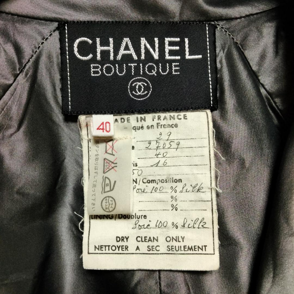 Chanel Vintage 100% Silk Long Coat Grey Size 40