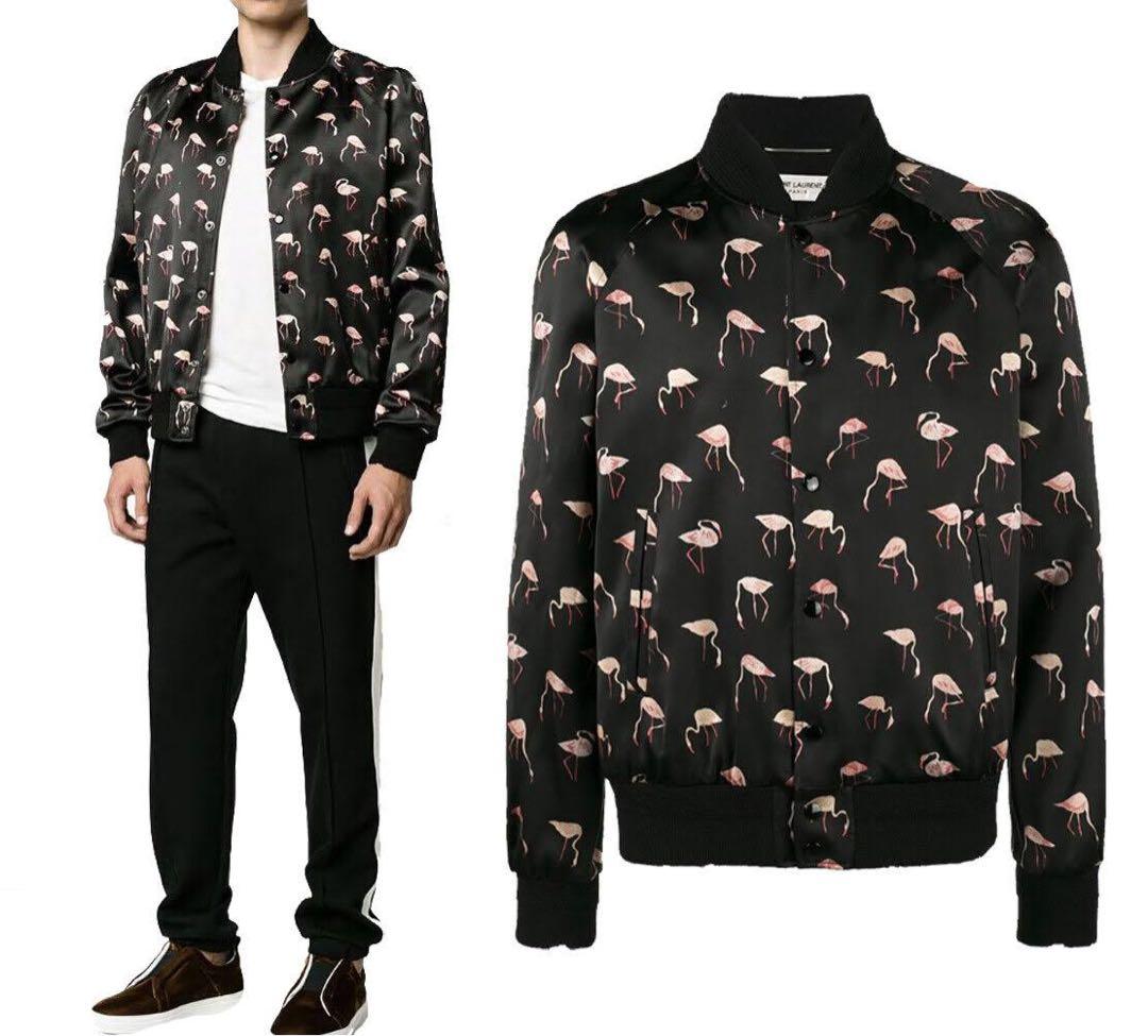 Saint Laurent Flamingo Varsity Jacket Distressed Size 56 Good Condition