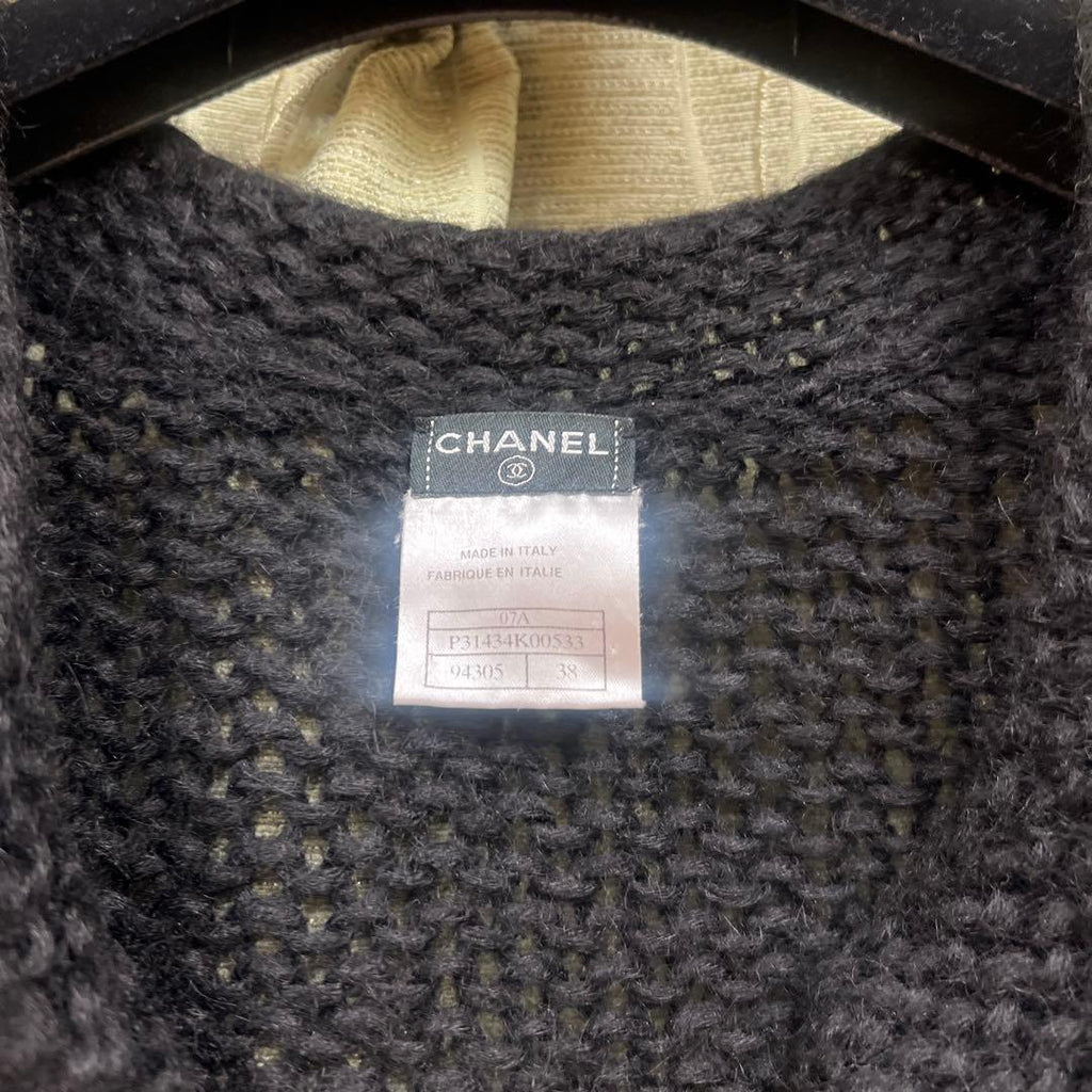 Chanel Dark Grey Knit Cardigan Size 38 Good Condition