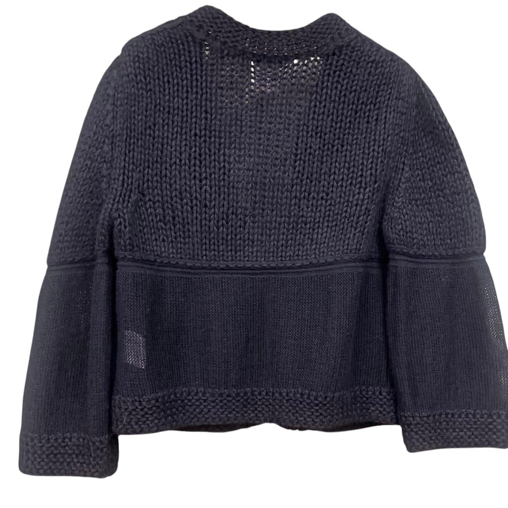 Chanel Dark Grey Knit Cardigan Size 38 Good Condition