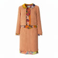 Chanel Tweed Jacket & No-Cut Skirt Setup Size 38 Orange Multicolor
