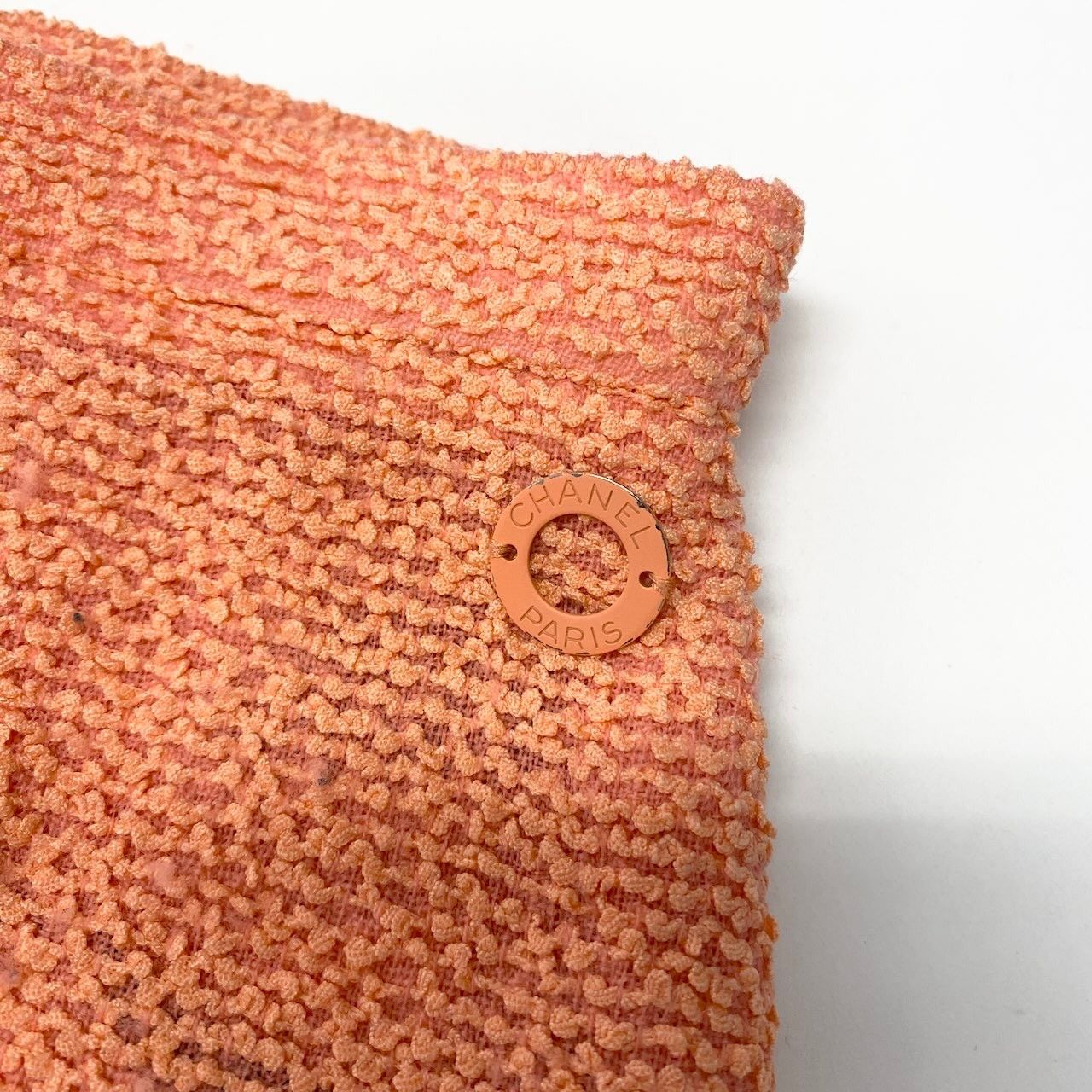 Chanel Tweed Jacket & No-Cut Skirt Setup Size 38 Orange Multicolor
