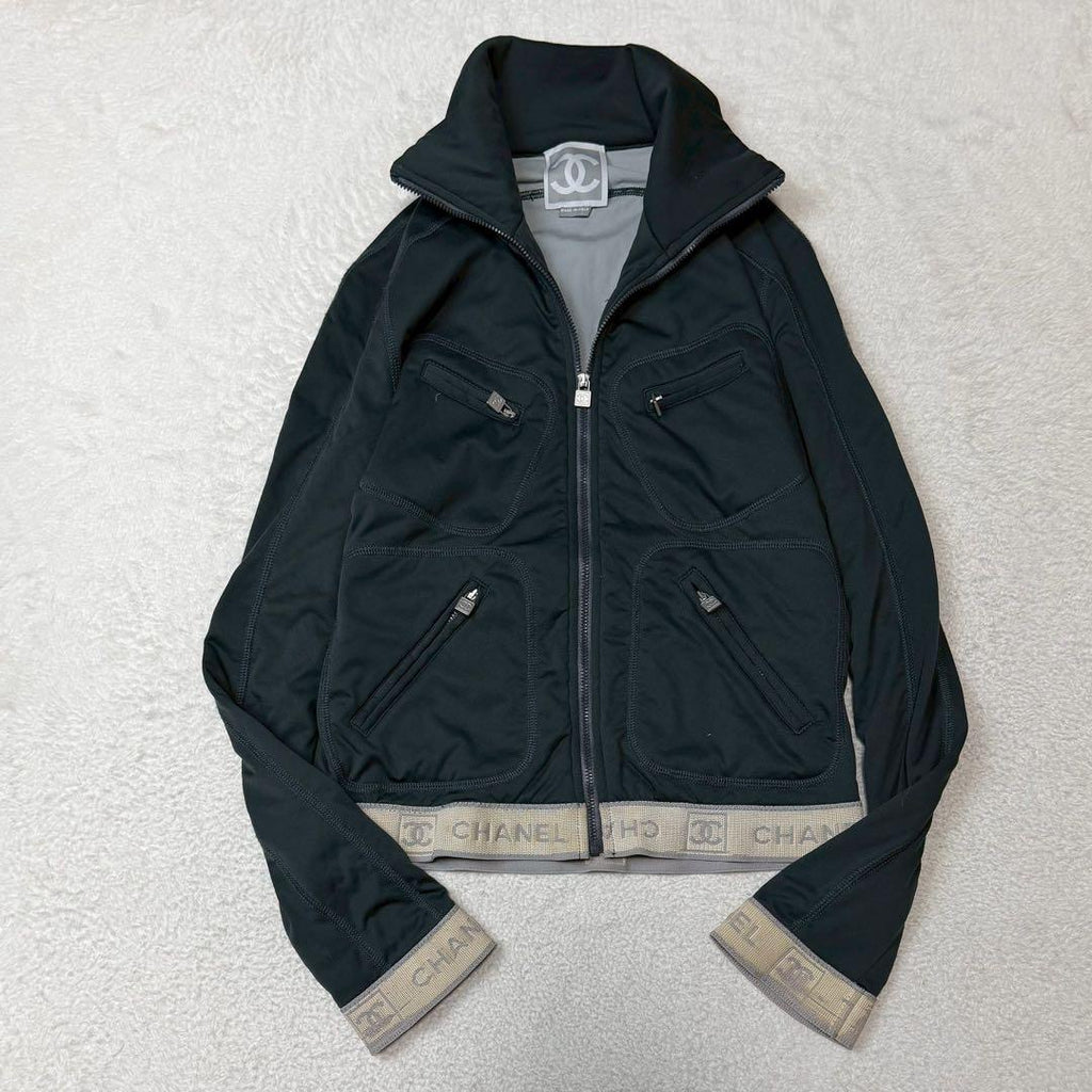 CHANEL Sport Archive Logo Zip-Up Jacket Cadena White Size 34