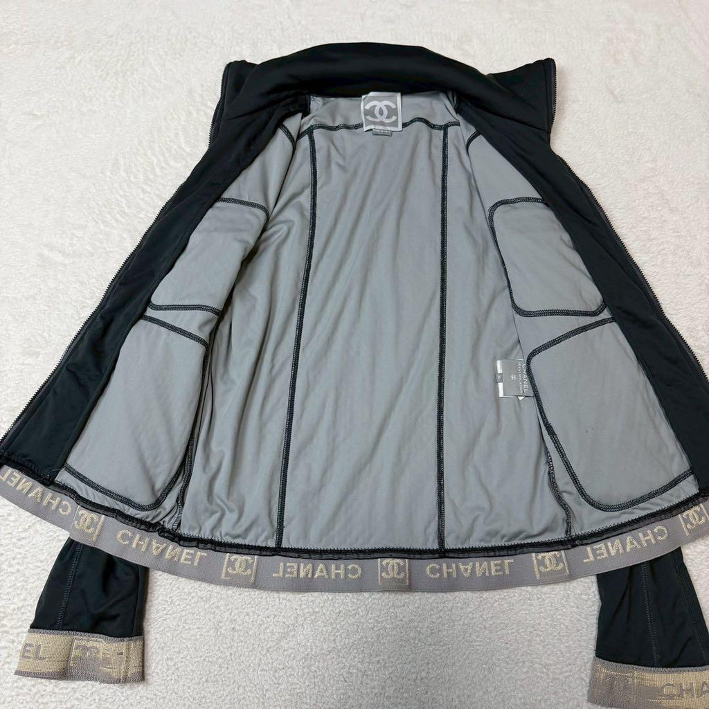 CHANEL Sport Archive Logo Zip-Up Jacket Cadena White Size 34