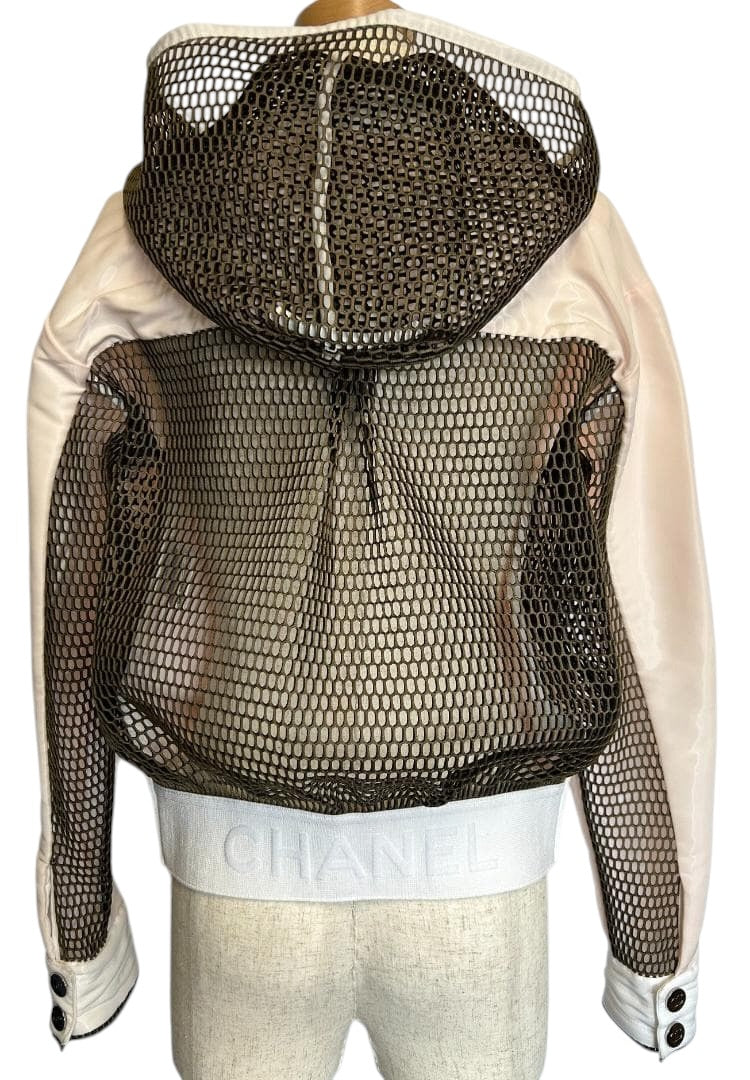 CHANEL Mesh Back Jacket White / Pink Size 38