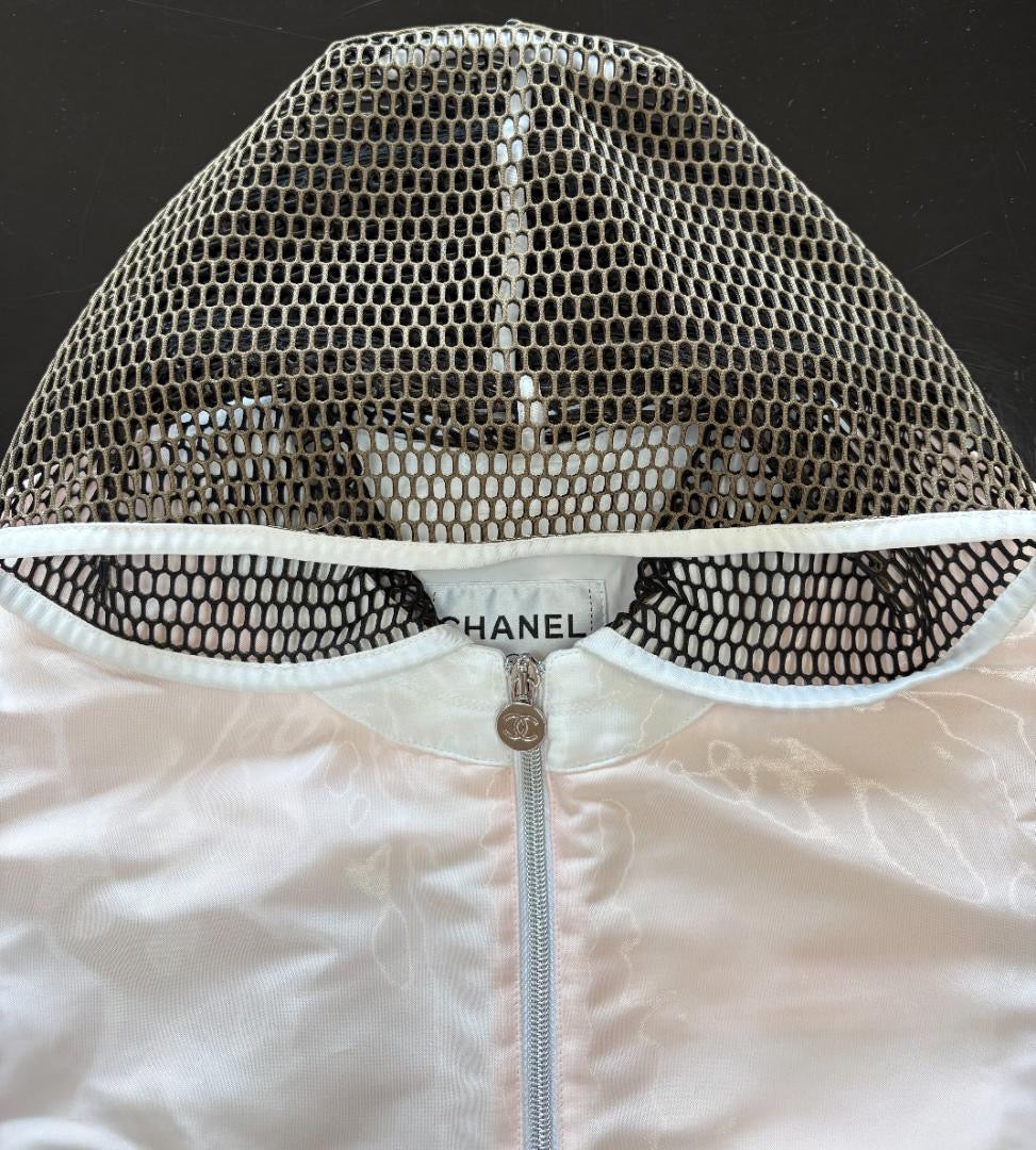 CHANEL Mesh Back Jacket White / Pink Size 38