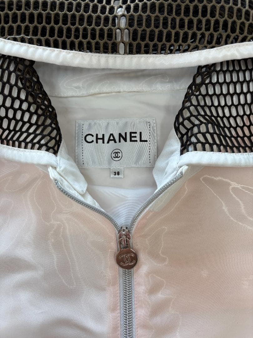 CHANEL Mesh Back Jacket White / Pink Size 38