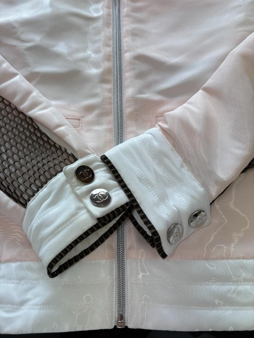CHANEL Mesh Back Jacket White / Pink Size 38
