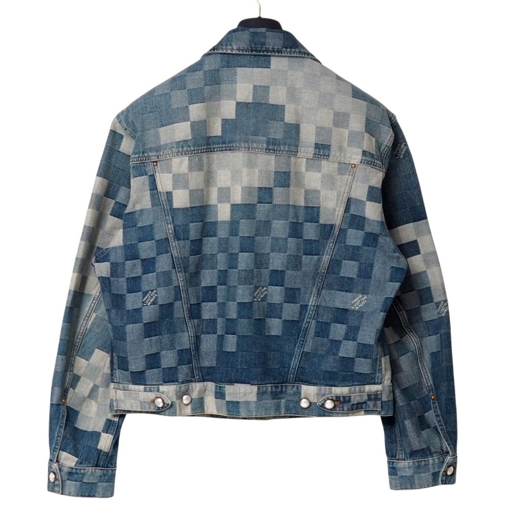 Louis Vuitton 2024SS Damier Classic Denim Jacket Damouflage Logo Button Denim Jacquard Size 50 Like New