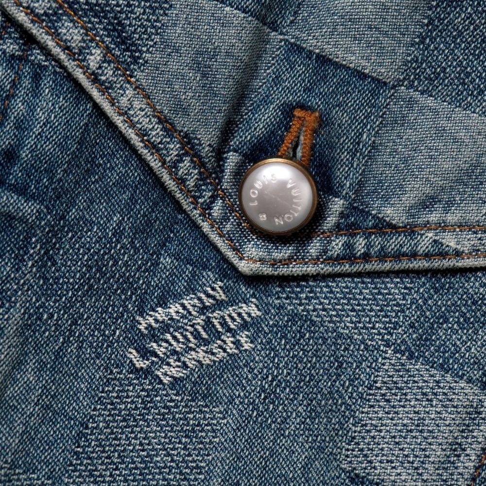 Louis Vuitton 2024SS Damier Classic Denim Jacket Damouflage Logo Button Denim Jacquard Size 50 Like New
