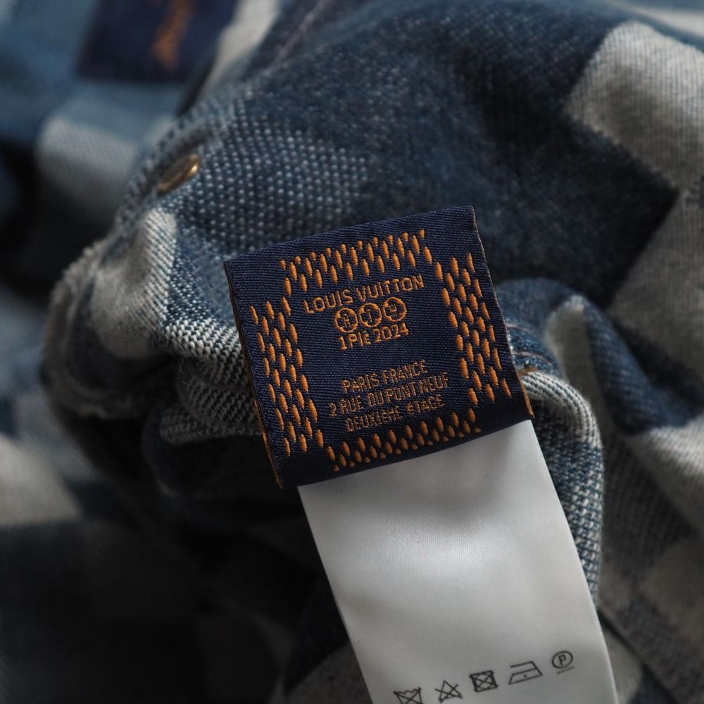 Louis Vuitton 2024SS Damier Classic Denim Jacket Damouflage Logo Button Denim Jacquard Size 50 Like New