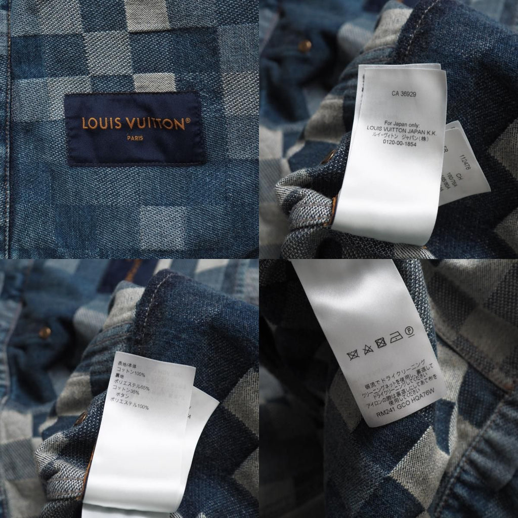 Louis Vuitton 2024SS Damier Classic Denim Jacket Damouflage Logo Button Denim Jacquard Size 50 Like New