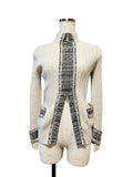 Chanel Tweed Knit Blouson CC Button Cashmere Mixed Materials Size 38 Like New