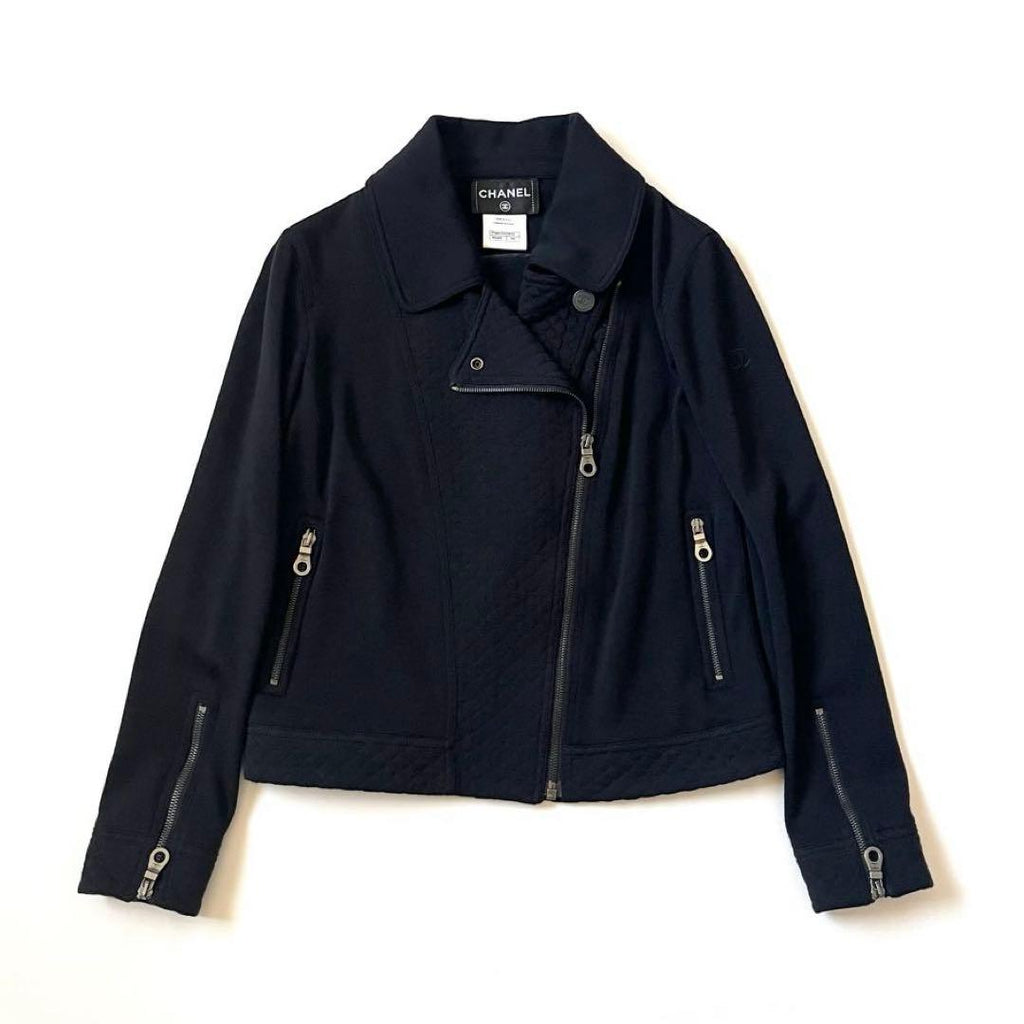 Chanel Riders Knit Jacket Coco Button Embroidery Quilting Size 40 Like New
