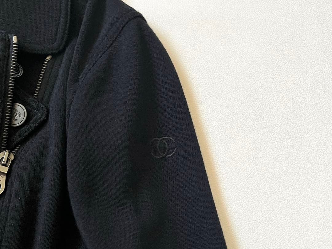 Chanel Riders Knit Jacket Coco Button Embroidery Quilting Size 40 Like New