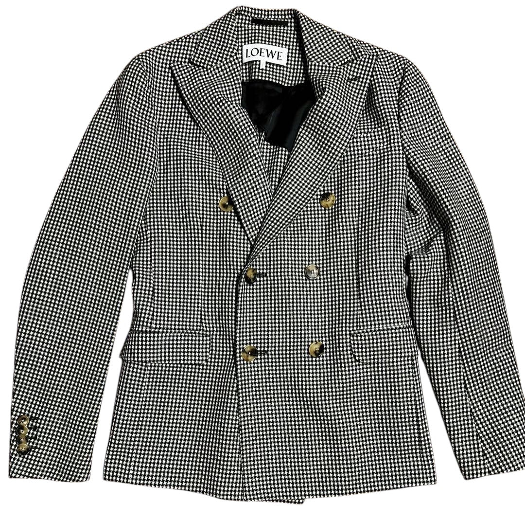 NWT Loewe Houndstooth Double Breasted Jacket Size 44 Good Condition