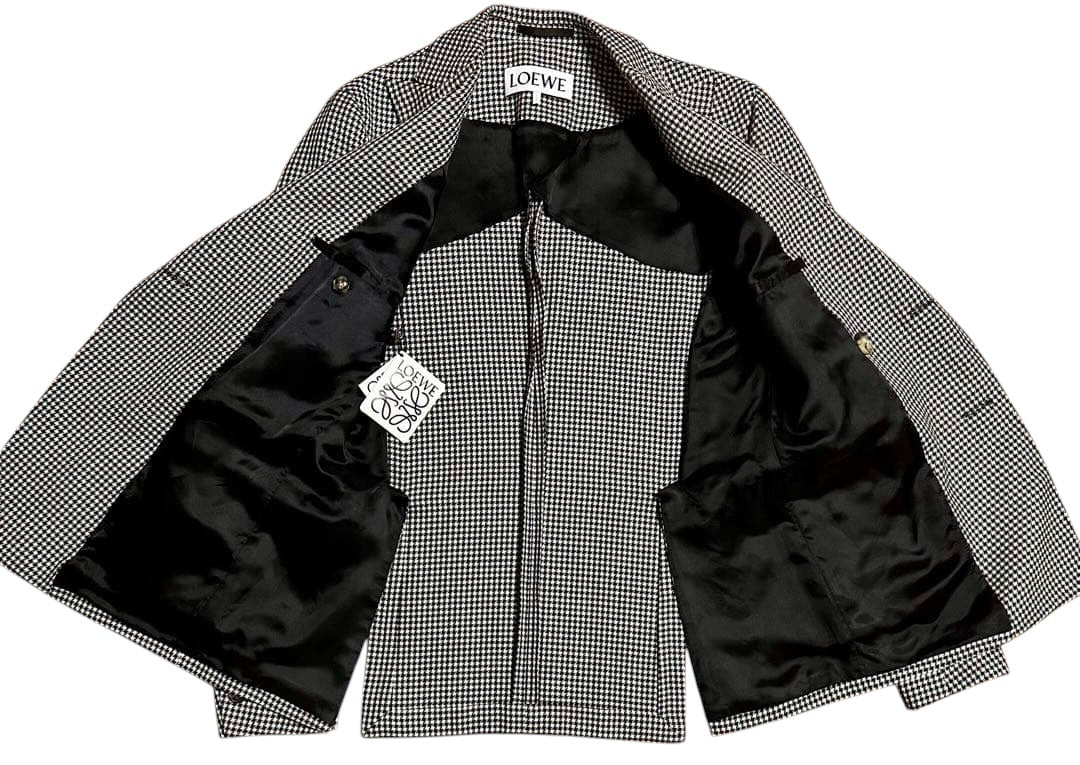 NWT Loewe Houndstooth Double Breasted Jacket Size 44 Good Condition