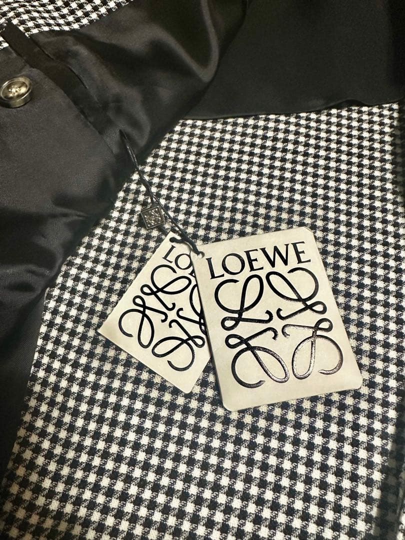 NWT Loewe Houndstooth Double Breasted Jacket Size 44 Good Condition