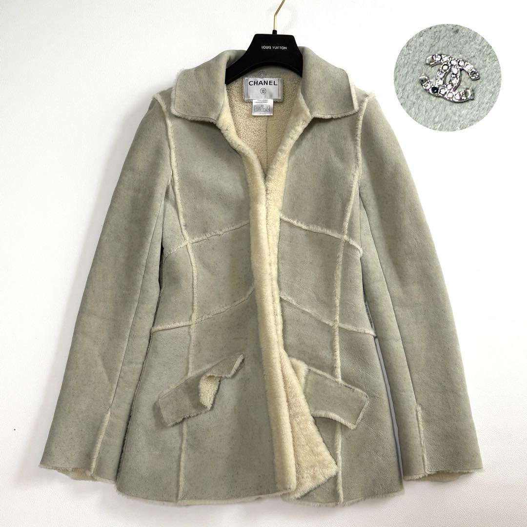 Chanel CC Logo Mouton Fur Coat Good Condition