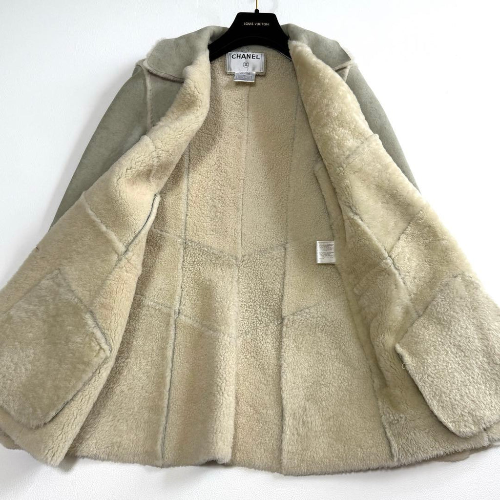 Chanel CC Logo Mouton Fur Coat Good Condition
