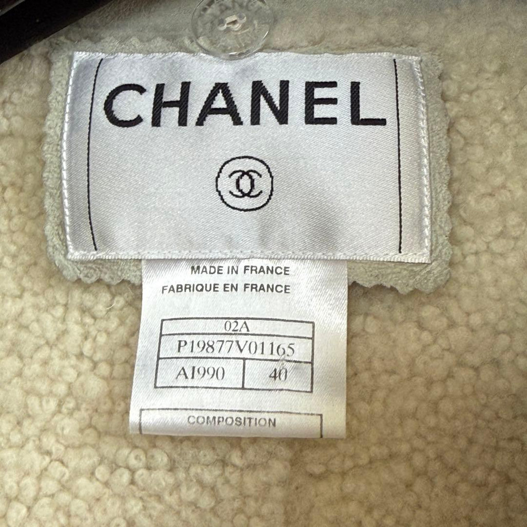 Chanel CC Logo Mouton Fur Coat Good Condition