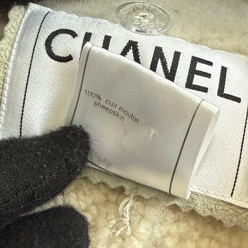 Chanel CC Logo Mouton Fur Coat Good Condition