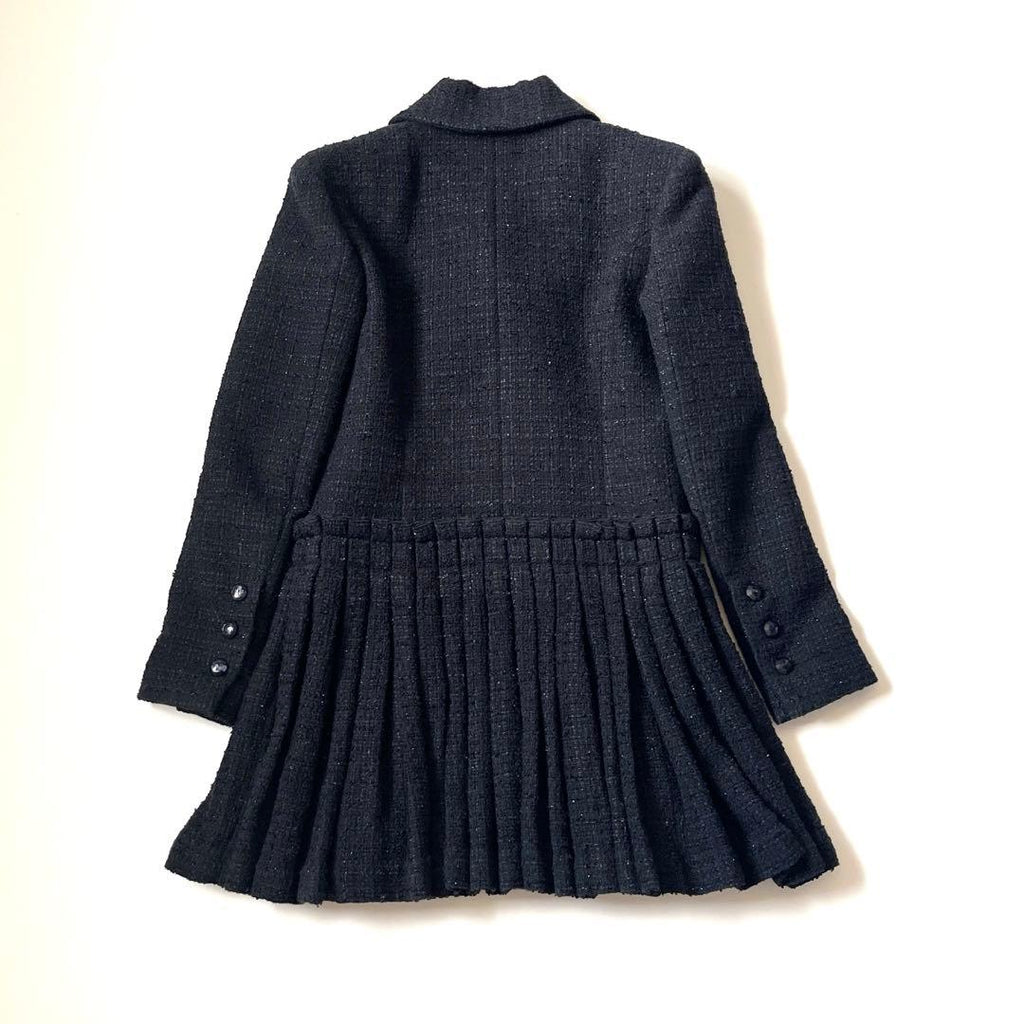 Chanel 2020 Tweed Jacket Coco Button Pleats Size 38 Like New