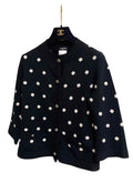 CHANEL Dot Pattern Bicolor Coco Button Cardigan Size 36