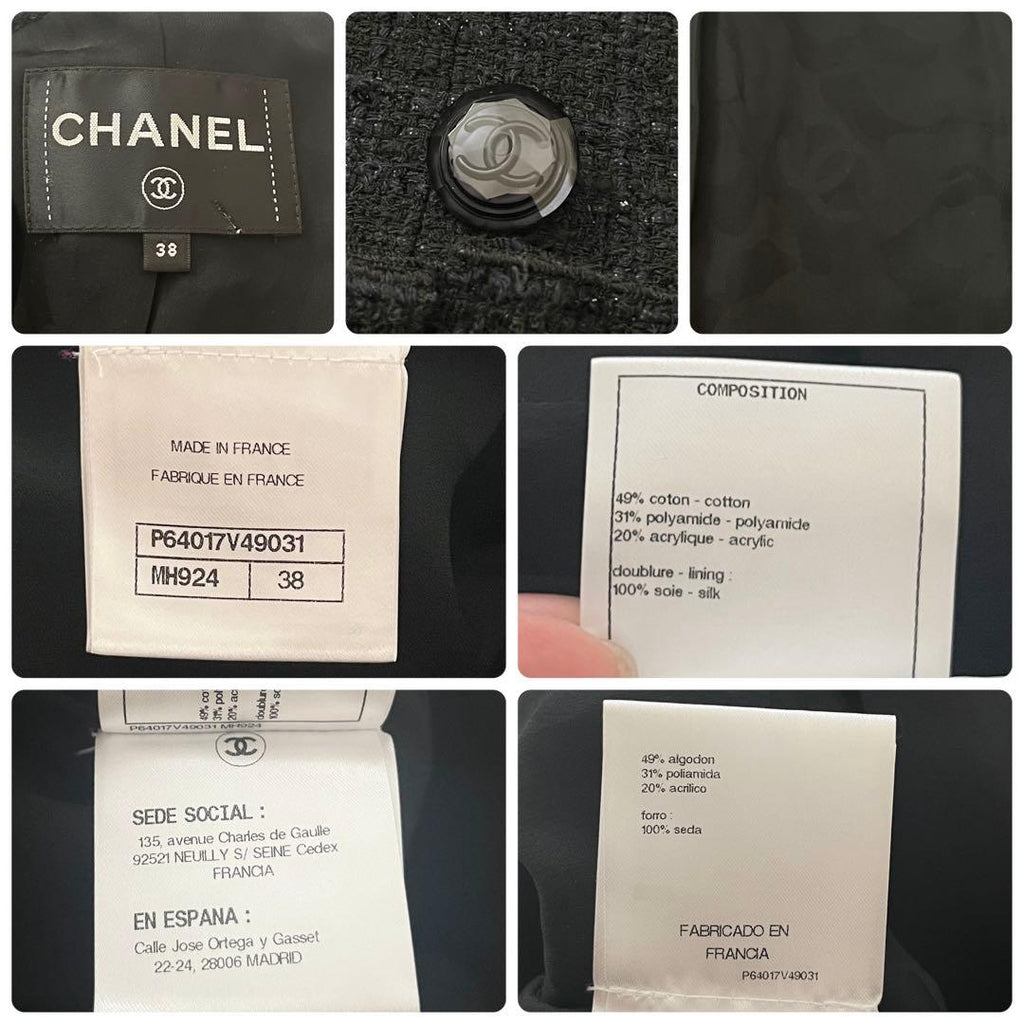 Chanel 2020 Tweed Jacket Coco Button Pleats Size 38 Like New