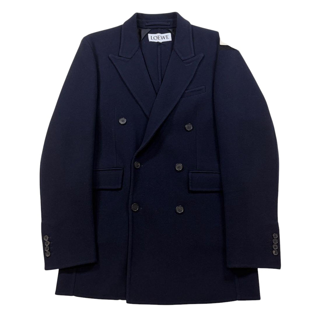 Loewe Double Breasted Cashmere Blend Tailored Jacket Navy Size 48 Like New
