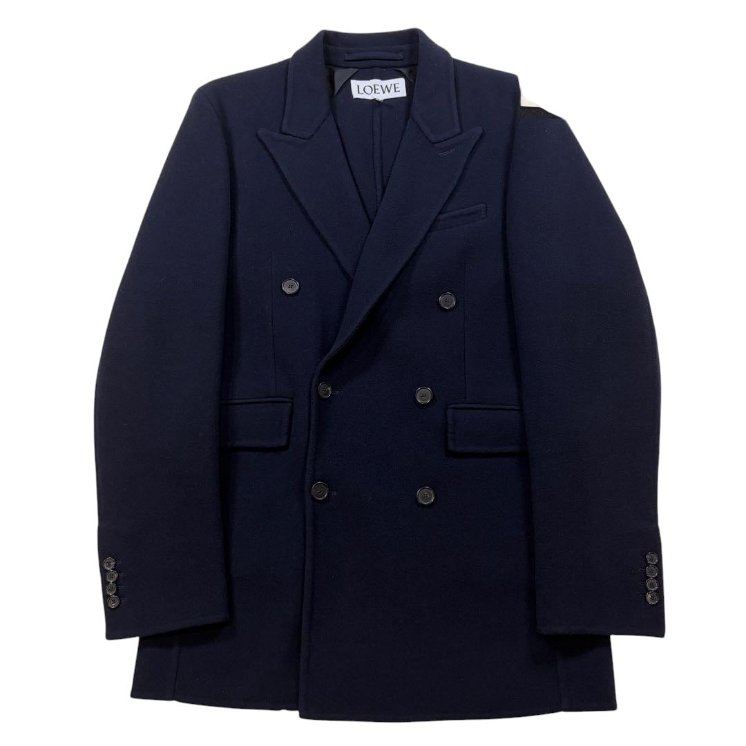 Loewe Double Breasted Cashmere Blend Tailored Jacket Navy Size 48 Like New