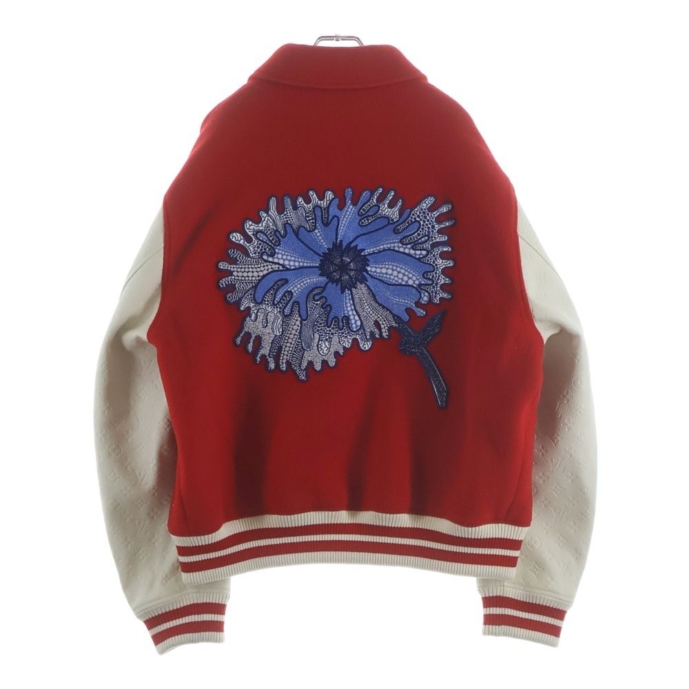 Louis Vuitton 23SS x Yayoi Kusama Wool Leather Varsity Jacket Red Size 54 Like New