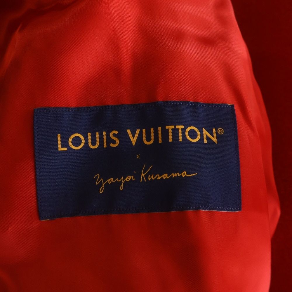 Louis Vuitton 23SS x Yayoi Kusama Wool Leather Varsity Jacket Red Size 54 Like New