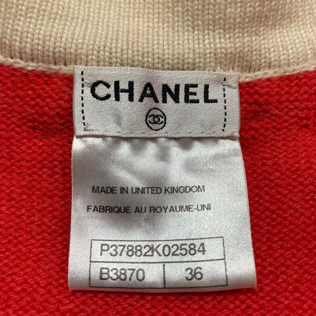 CHANEL Vintage Pearl Trim Cashmere Cardigan