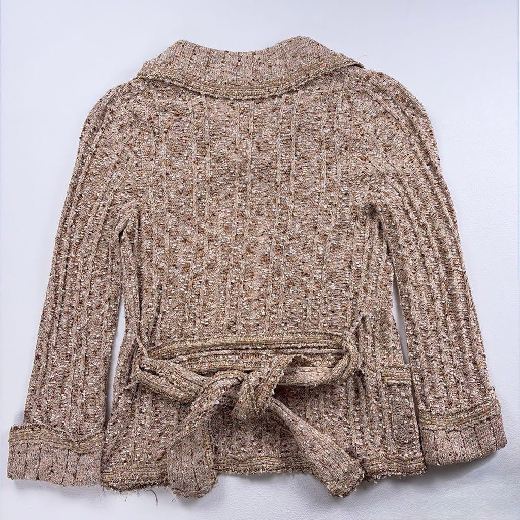 Chanel 06P Cotton Rayon Cardigan Beige Size 34 Good Condition