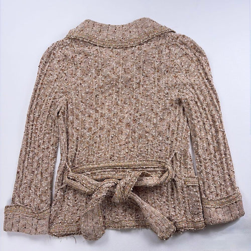 Chanel 06P Cotton Rayon Cardigan Beige Size 34 Good Condition