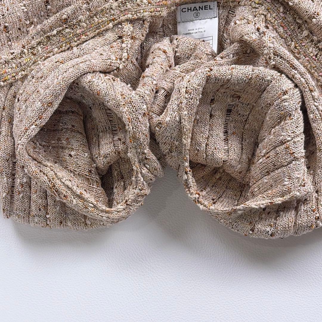Chanel 06P Cotton Rayon Cardigan Beige Size 34 Good Condition