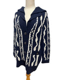 Chanel Knit Sailor Cardigan Navy White Size 38 Like New
