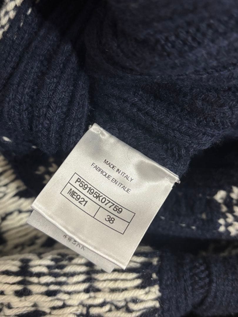 Chanel Knit Sailor Cardigan Navy White Size 38 Like New