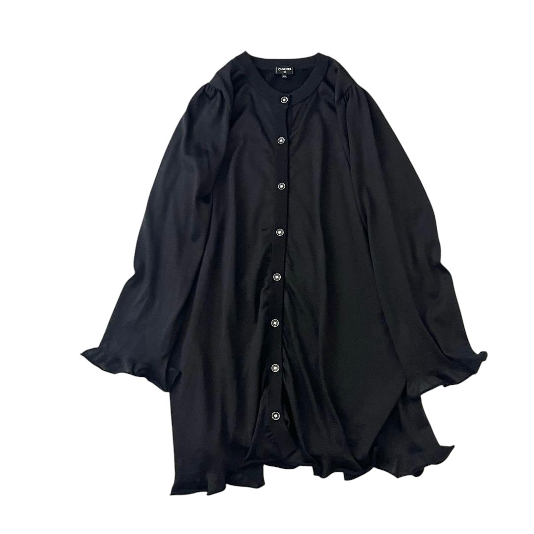 Chanel 23AW Cashmere & Silk Frill Cardigan CC Mark Size 38 Like New