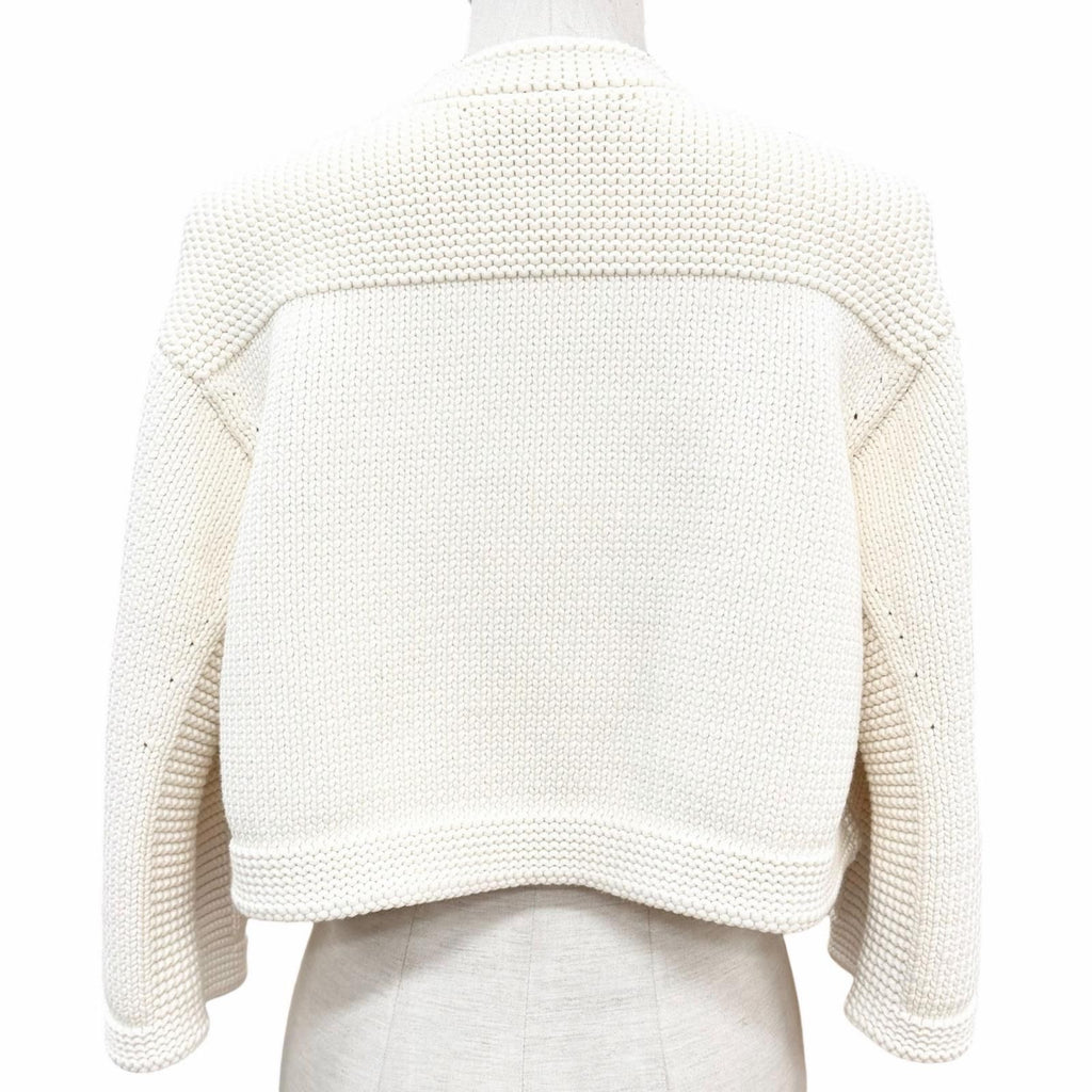 CHANEL 2025 コットン CCロゴ ボタン クロップドジャケット ブルゾン オフホワイト P79983 サイズ36