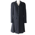 CHANEL 06A Wool Coat Stone Logo Button Silk Lining Black P29407 Size 44