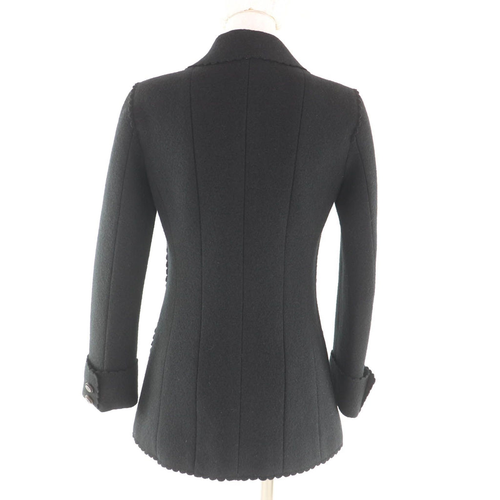 CHANEL 100% Wool Dallas Button Design Jacket Black P49405 Size 36