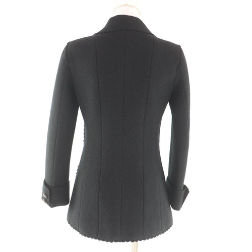 CHANEL 100% Wool Dallas Button Design Jacket Black P49405 Size 36