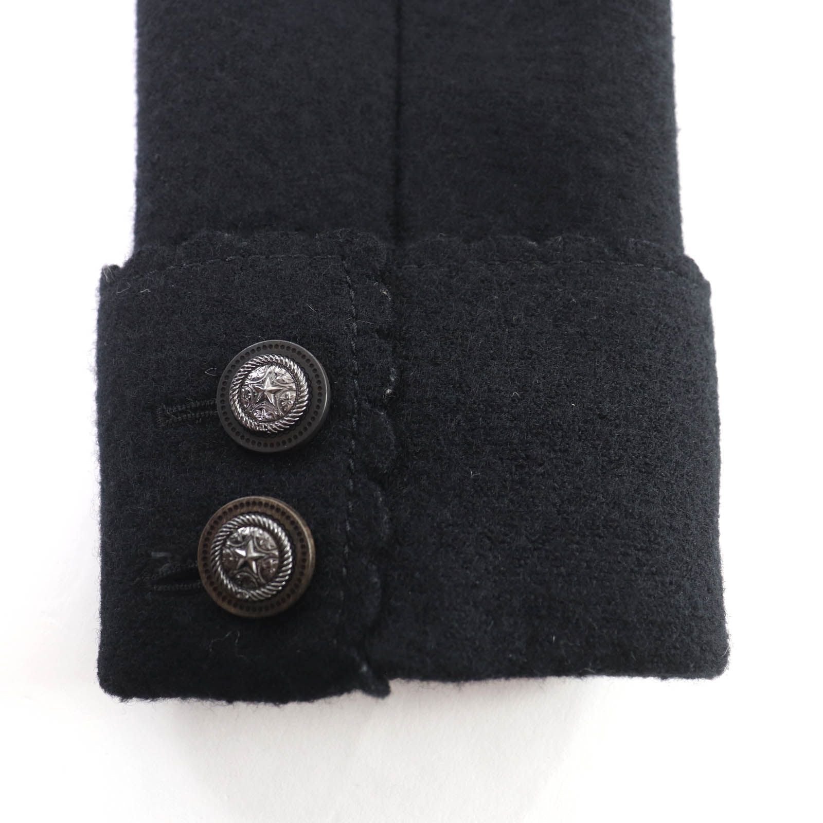 CHANEL 100% Wool Dallas Button Design Jacket Black P49405 Size 36
