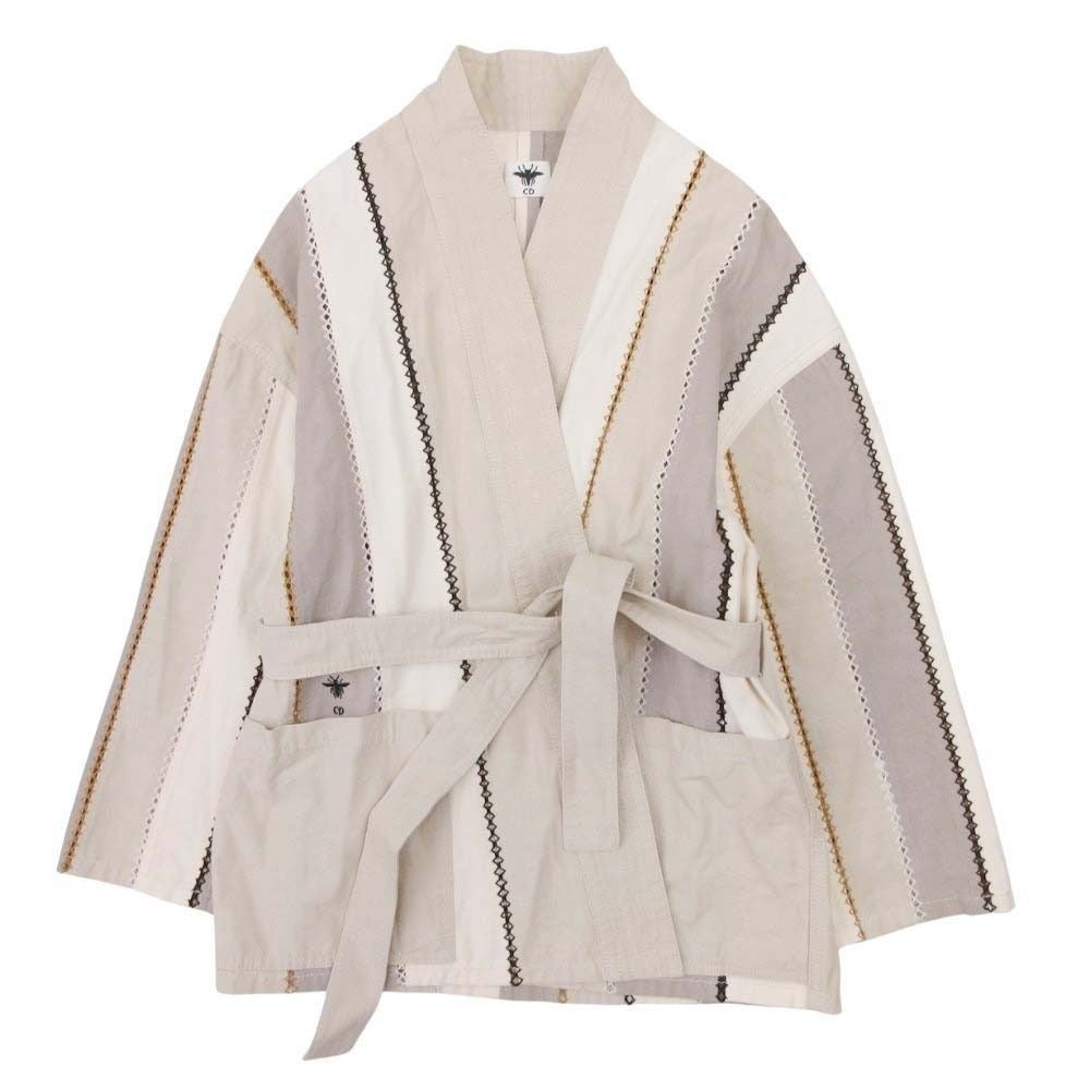 Christian Dior 21SS Patchwork Waist-Mark Bee Embroidery Jacket Beige Size 36